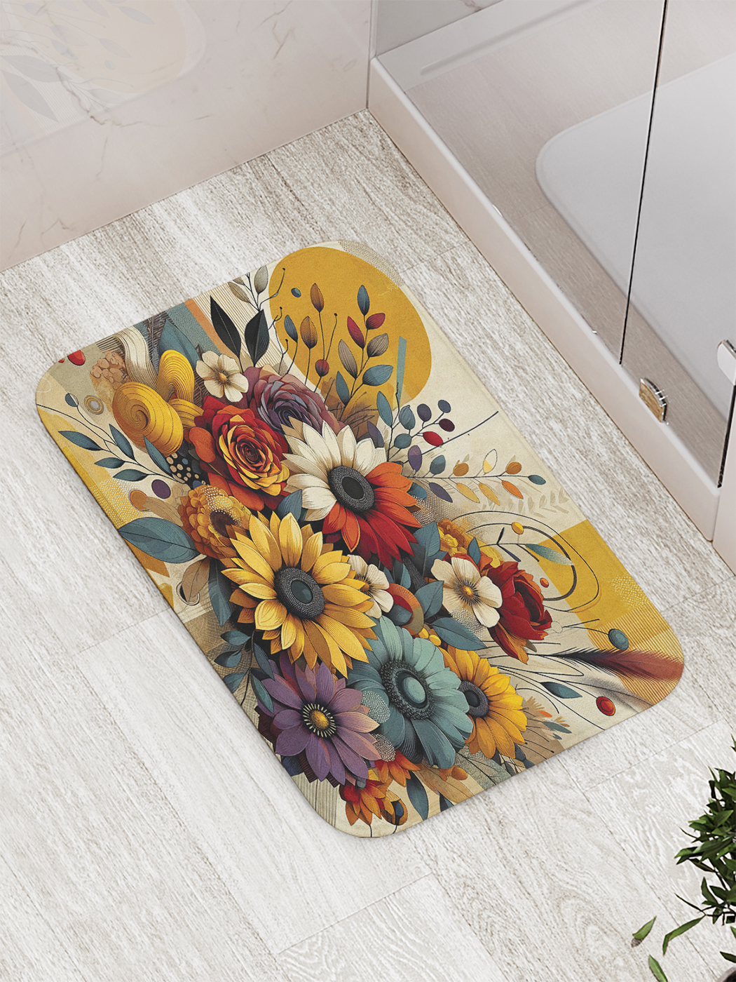 

Коврик для ванной и туалета мягкий JoyArty "Разноцветный букет", bath_sd2921