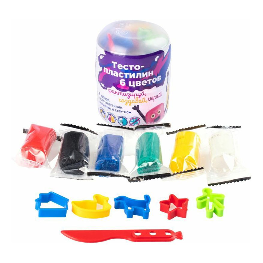

Тесто-пластилин Genio Kids 140 г 6 цветов, Разноцветный