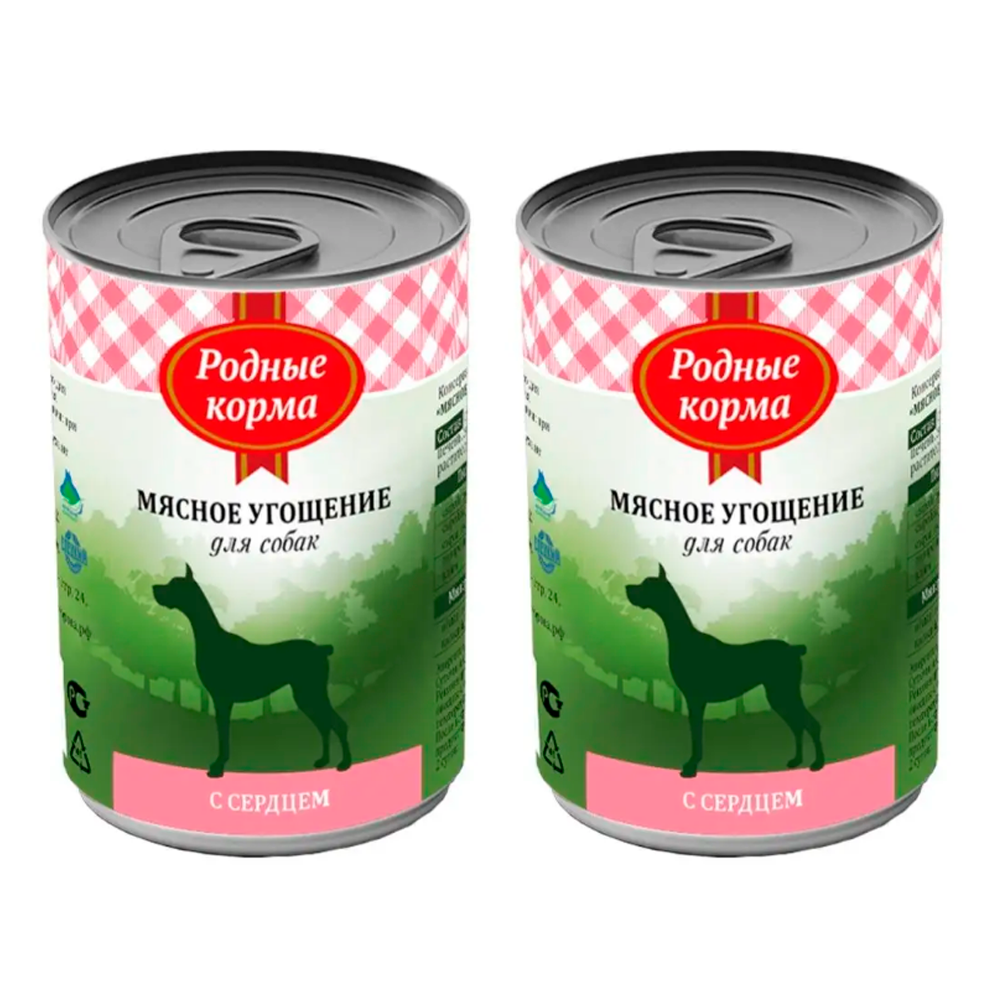 

Консервы для собак Родные корма Мясное угощение, сердце, 2 шт по 340 г, Мясное угощение