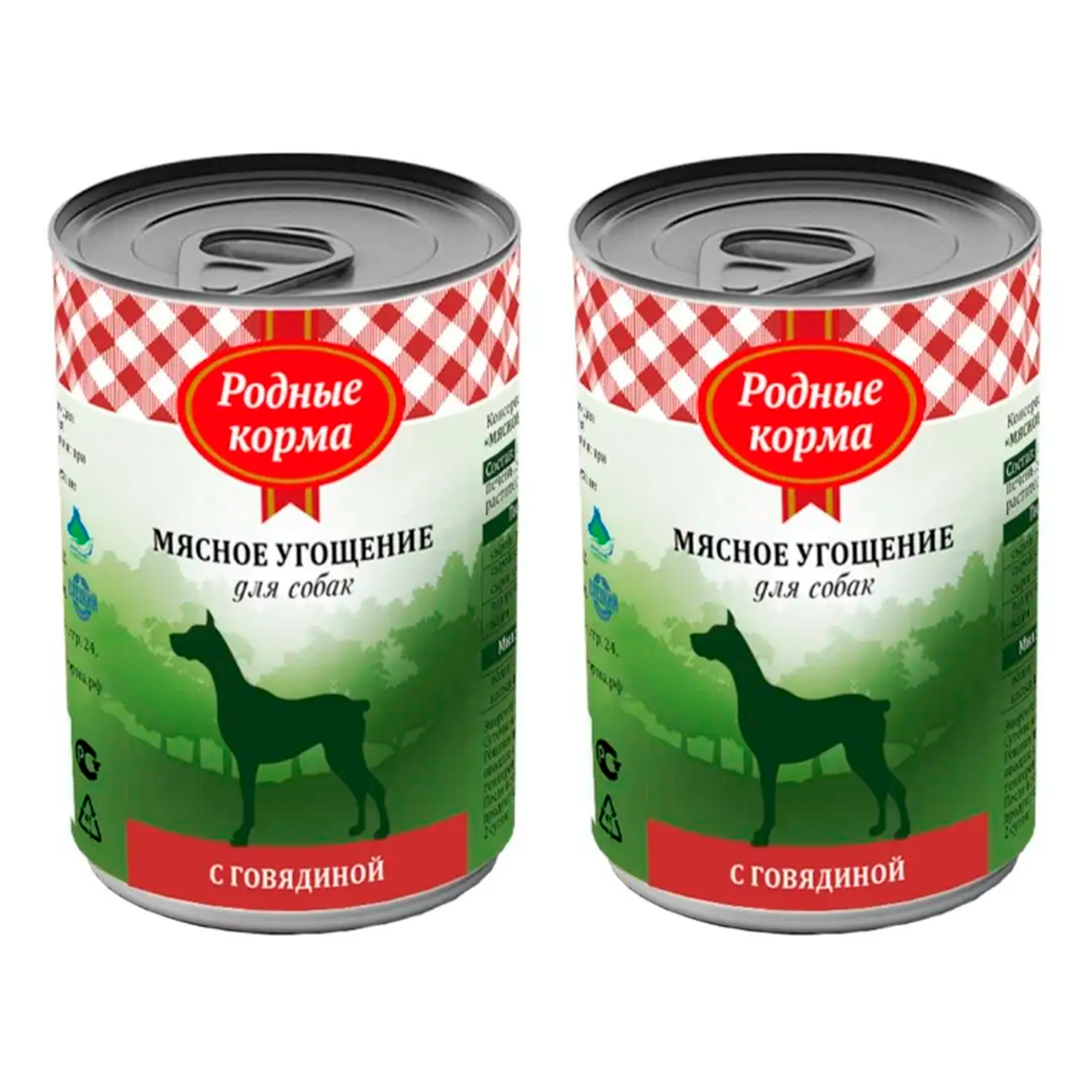 

Консервы для собак Родные корма Мясное угощение, говядина, 2 шт по 340 г, Мясное угощение