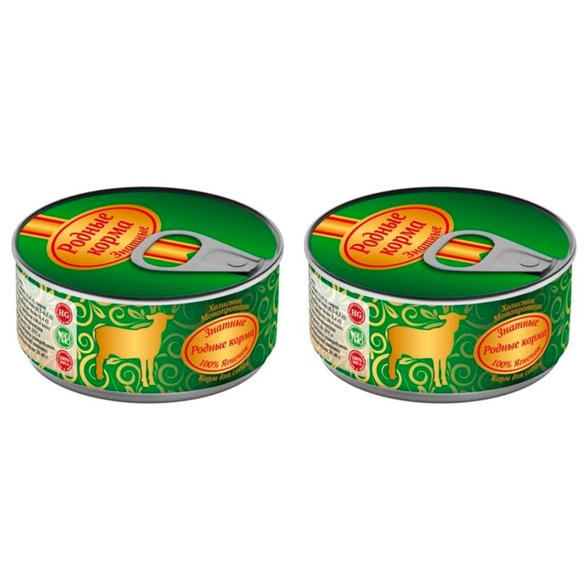 

Консервы для собак Родные корма Знатные, ягненок, 2 шт по 100 г, знатные