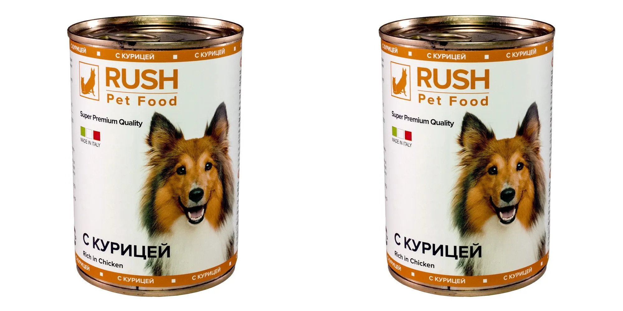 Консервы для собак RUSH Pet Food с курицей, 2 шт по 400 г