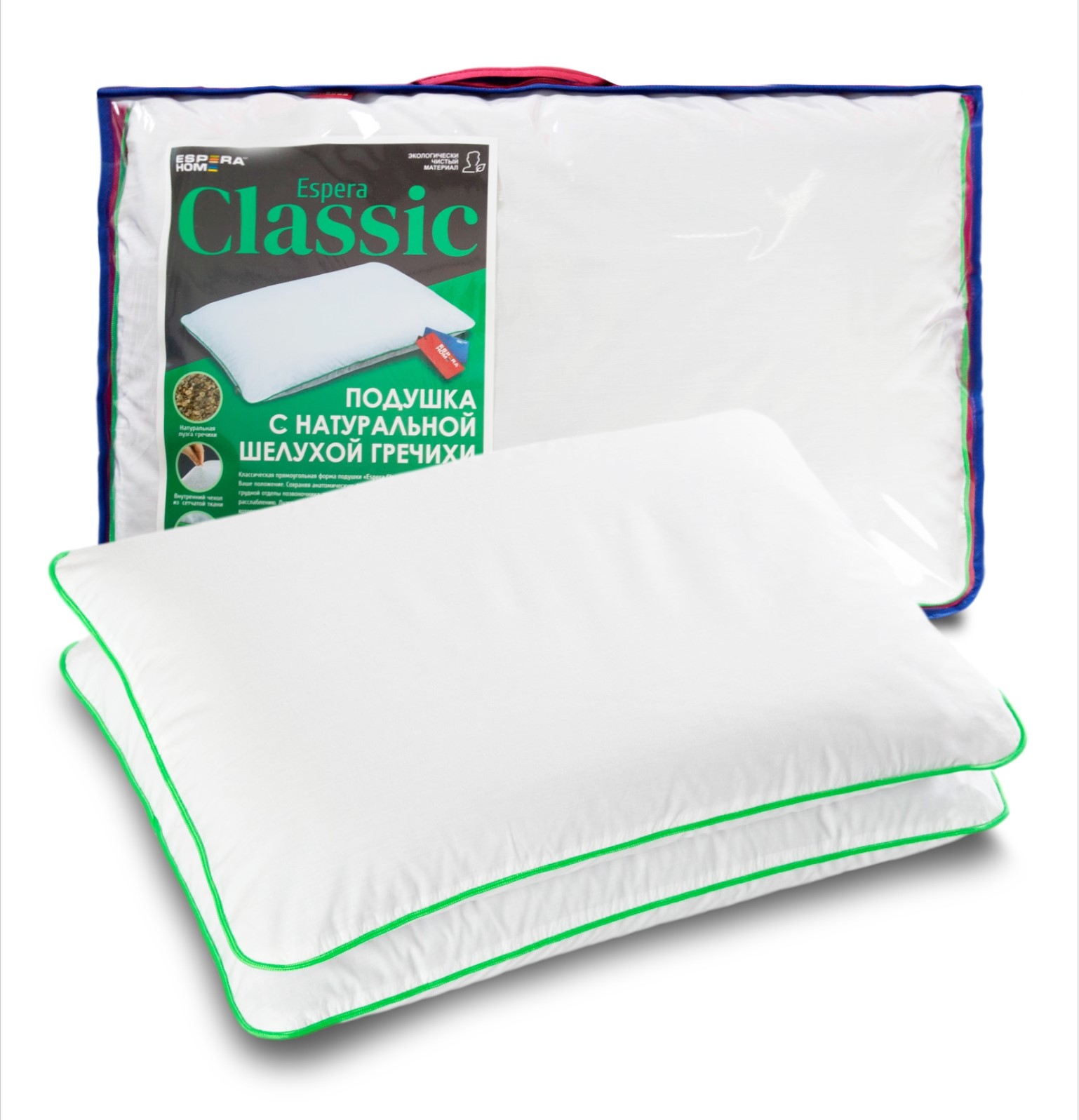

Подушка анатомическая ESPERA Сlassic с натуральной лузгой гречихи 50x70 см, ЕС-3144