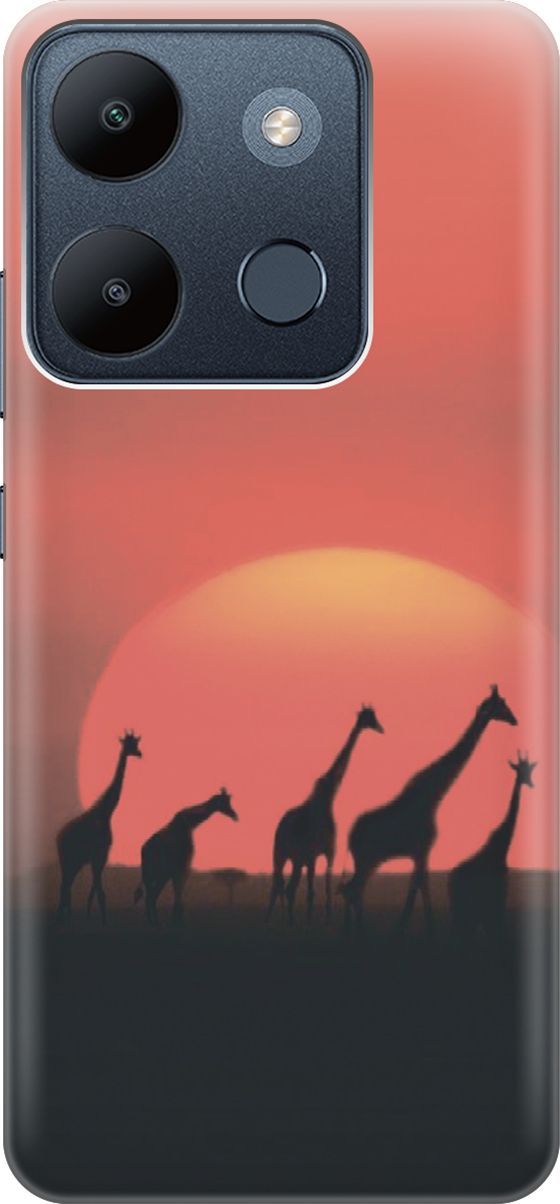 

Чехол на Infinix Smart 7/Tecno Spark Go 2023/Pop 7/Pop 7 Pro "Жирафы", Красный, 158841