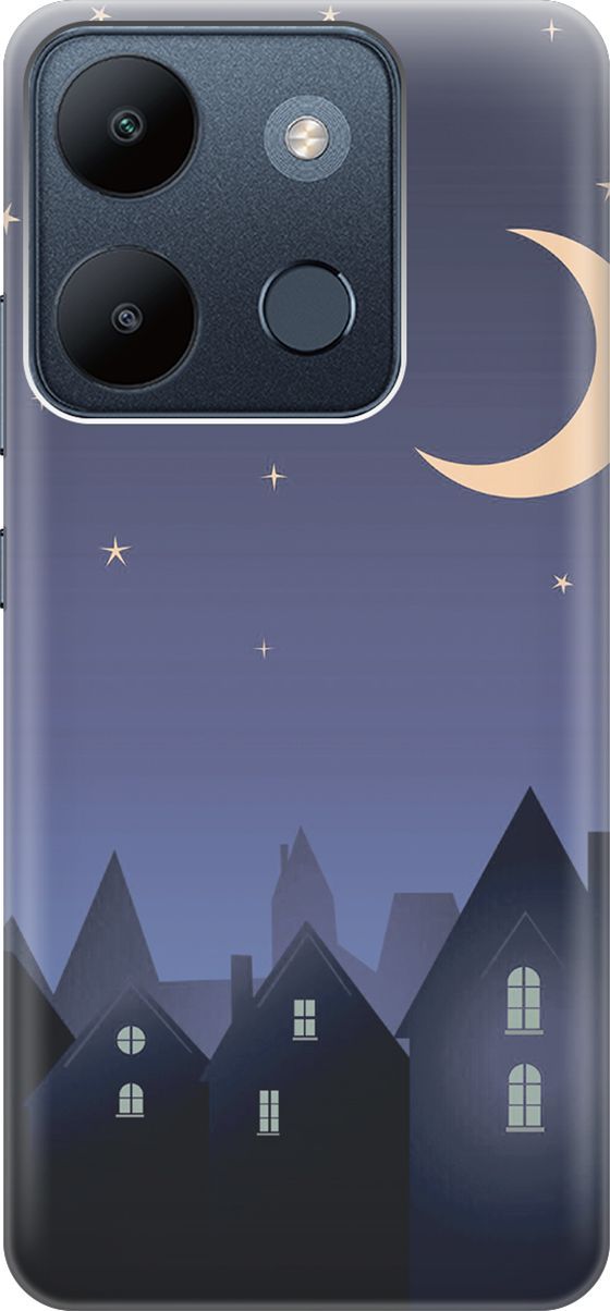 

Чехол на Infinix Smart 7/Tecno Spark Go 2023/Pop 7/Pop 7 Pro "Месяц над городом", Синий;черный, 158846
