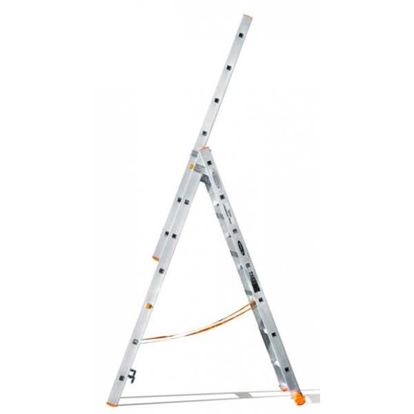 Трехсекционная алюминиевая бытовая лестница Эйфель Классик 3х7 ступеней алюминиевая трехсекционная лестница perilla