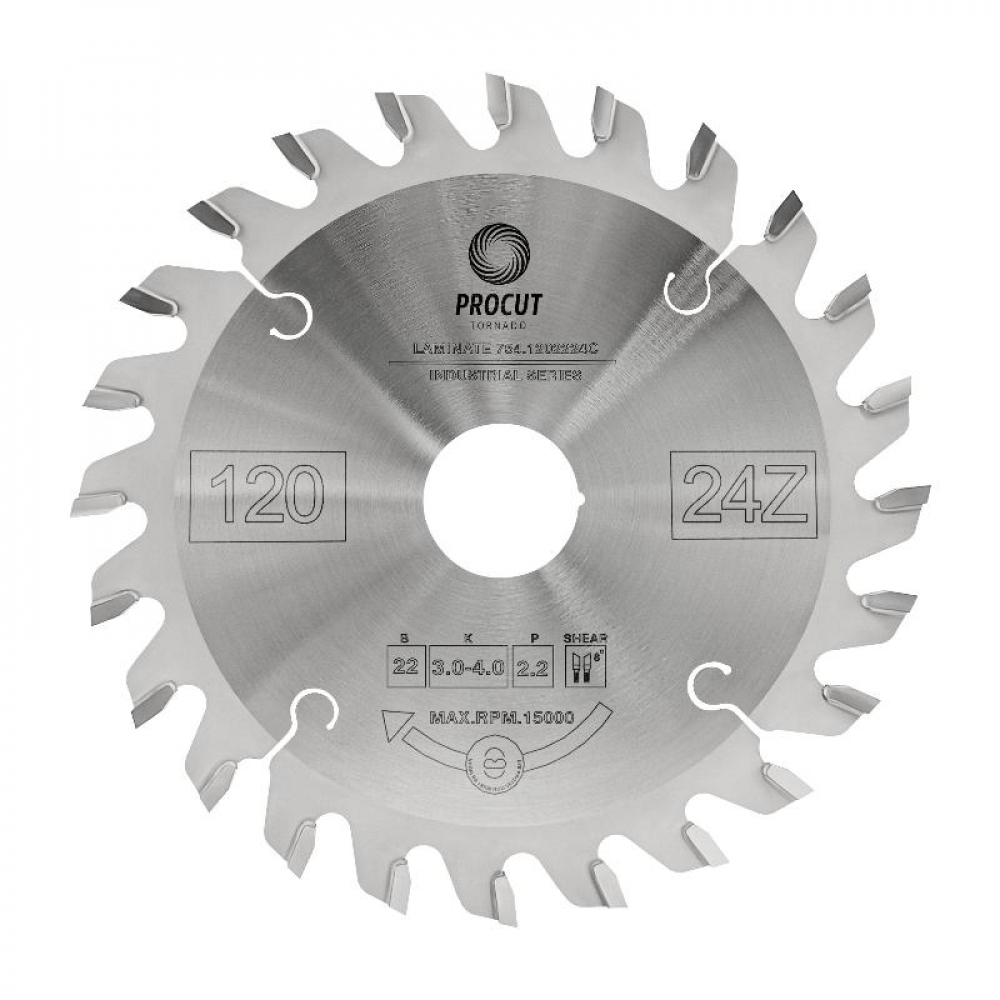 

Диск подрезной конический (120x22x3.0/4.0/p=2.2 мм; z24) Conical tooth PROCUT 756.1202224