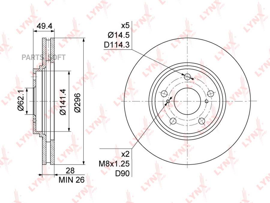 

Диск торм.пер.TOYOTA Camry(V30) 2.4-3.0 01-06 / Harrier 2.2-3.0 97-03