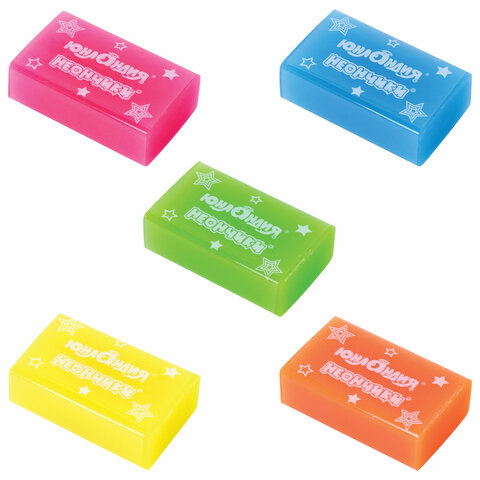 

Ластик ЮНЛАНДИЯ НЕОНЧИКИ, 38х24х12 мм, цвет ассорти, экологичный ПВХ, 228077 - 30 шт