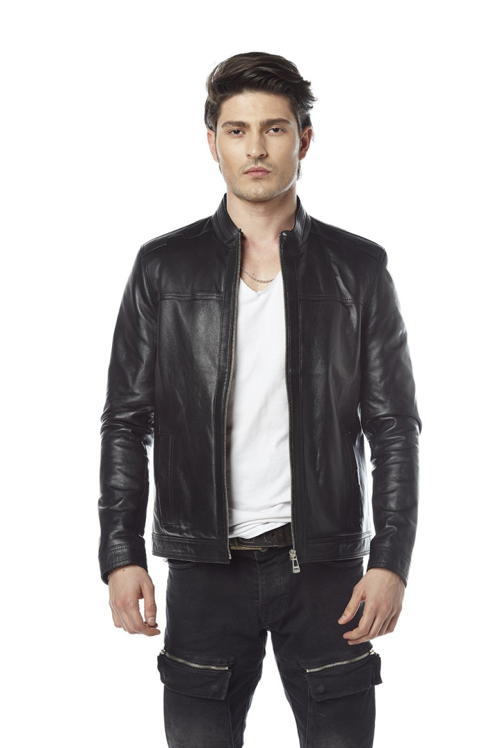 

Кожаная куртка мужская Hodore H35-8789 черная 2XL (товары доставляются из-за рубежа), Черный, H35-8789