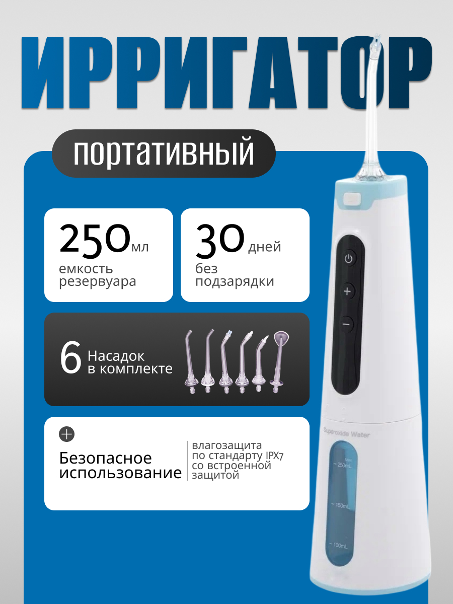 

Ирригатор Nano Shop NS-8006 белый; голубой, NS-8006