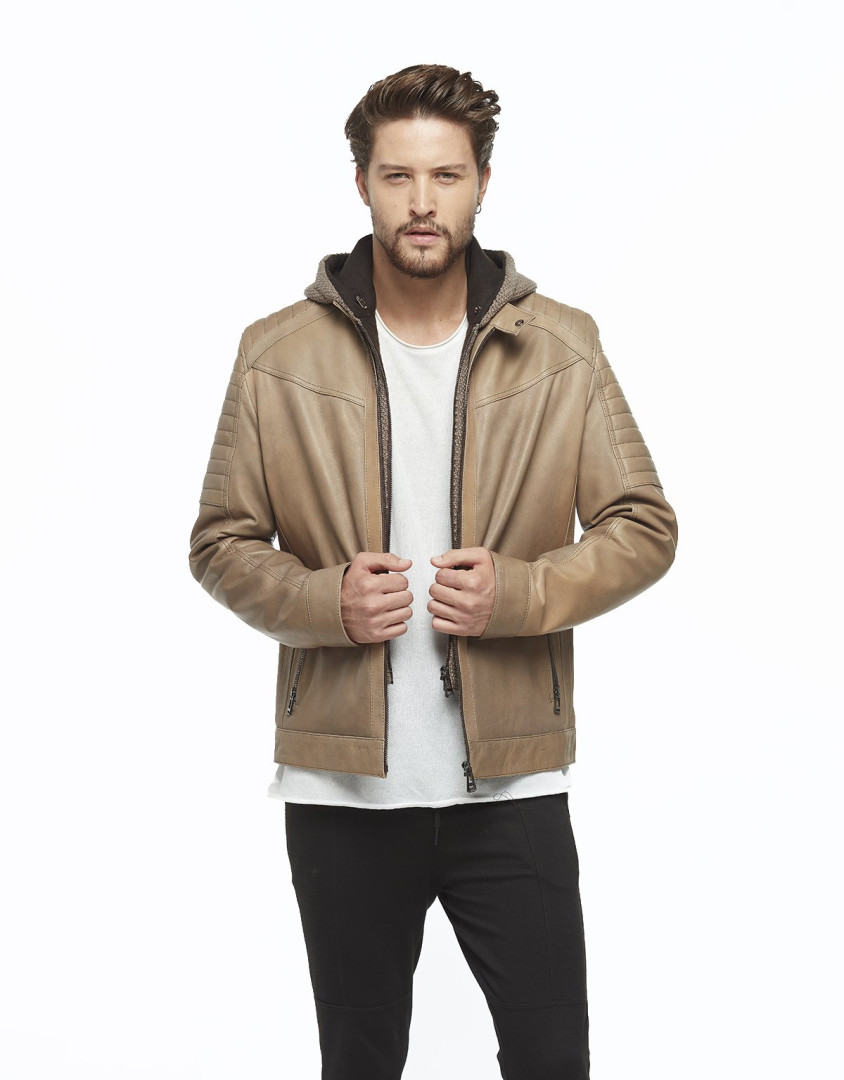 

Кожаная куртка мужская Hodore H35-8755L бежевая 2XL (товары доставляются из-за рубежа), H35-8755L