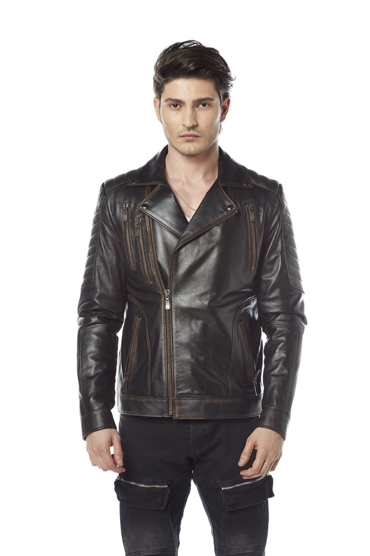 

Кожаная куртка мужская Hodore H35-HL03 коричневая 2XL (товары доставляются из-за рубежа), Коричневый, H35-HL03