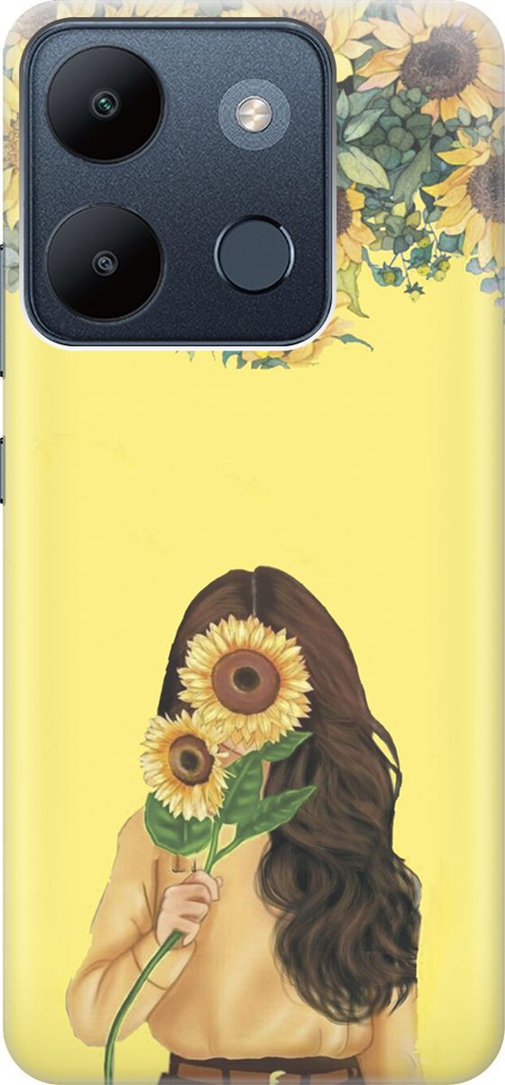 

Чехол на Infinix Smart 7/Tecno Spark Go 2023/Pop 7/Pop 7 Pro "Девушка и подсолнухи", Желтый;оранжевый, 158843