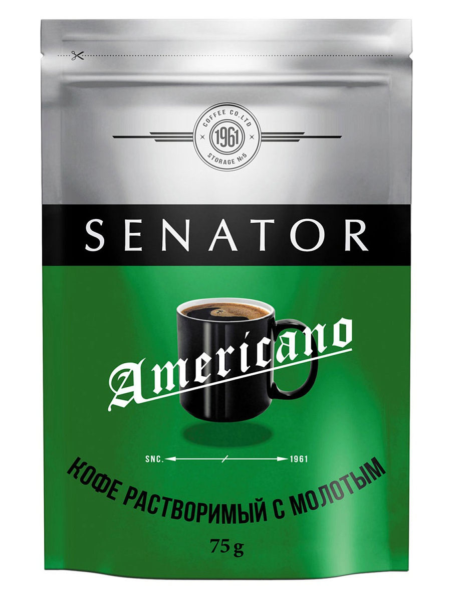 

Кофе Senator Americano растворимый с молотым 75гр, Americano