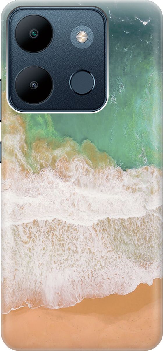 

Чехол на Infinix Smart 7/Tecno Spark Go 2023/Pop 7/Pop 7 Pro "Пляж и волны", Бежевый;зеленый, 158842
