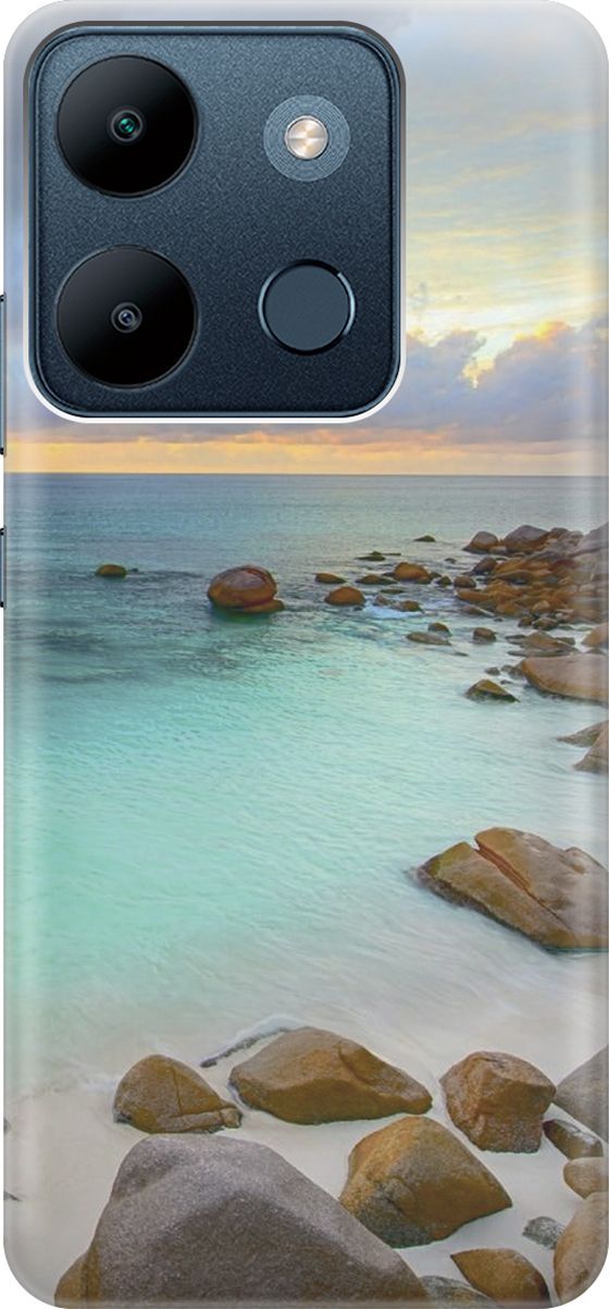 

Чехол на Infinix Smart 7/Tecno Spark Go 2023/Pop 7/Pop 7 Pro "Каменистый пляж", Белый;коричневый, 158842