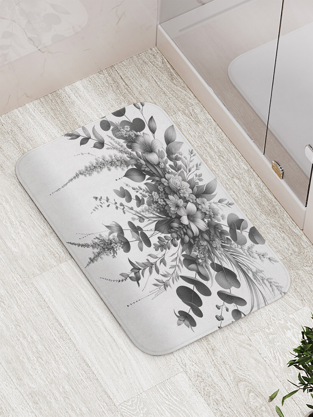 Коврик для ванной и туалета JoyArty Серый букет bath_sd2861 1199₽