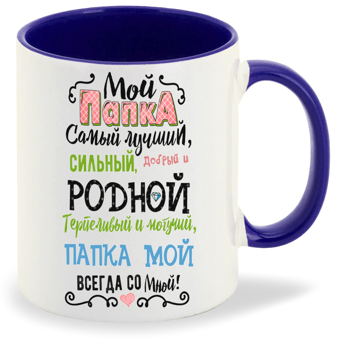 

Кружка CoolPodarok Семья Мой папка самый лучший сильный добрый и родной, Семья Мой папка самый лучший сильный добрый и родной
