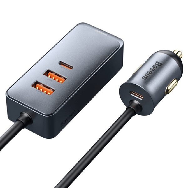 

Переходник АЗУ Baseus на 2 USB + 2 Type-C с кабелем 120W CCBX-120С2 серый, CCBX-120С2