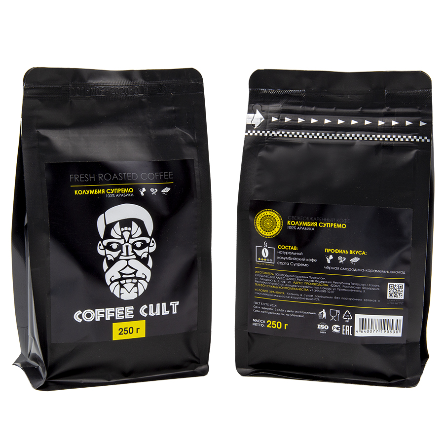 

Кофе Coffee Cult "Колумбия Супремо", в зёрнах, 250 гр