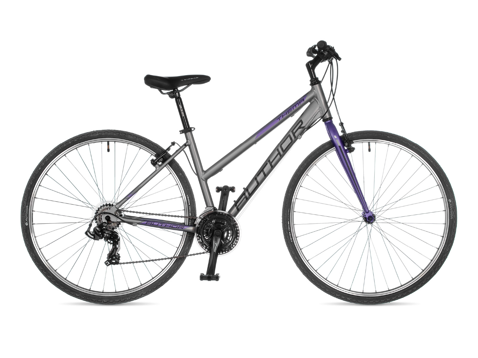 Горный велосипед Author Thema 2023, серебряный-фиолетовый, рама 17