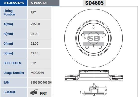 

Тормозной диск Sangsin brake SD4605