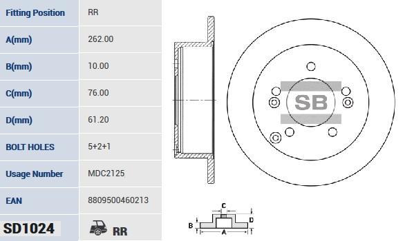

Тормозной диск Sangsin brake SD1024