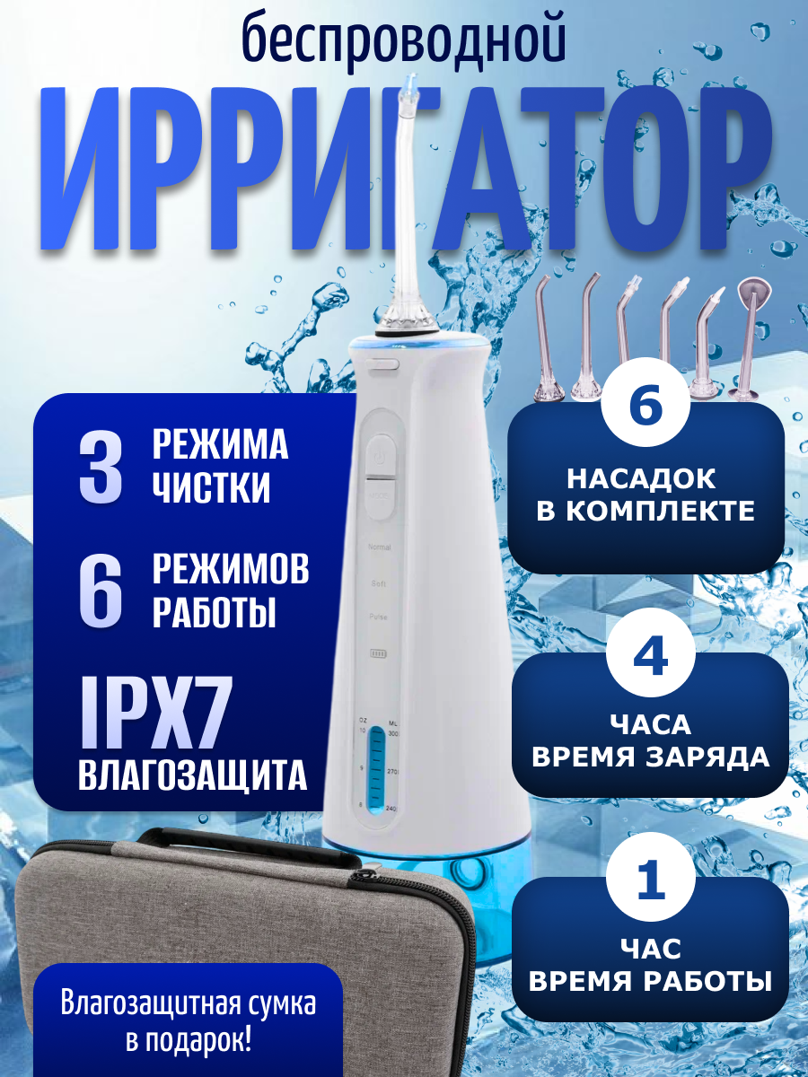 

Ирригатор Nano Shop NS-8005 белый; голубой, NS-8005