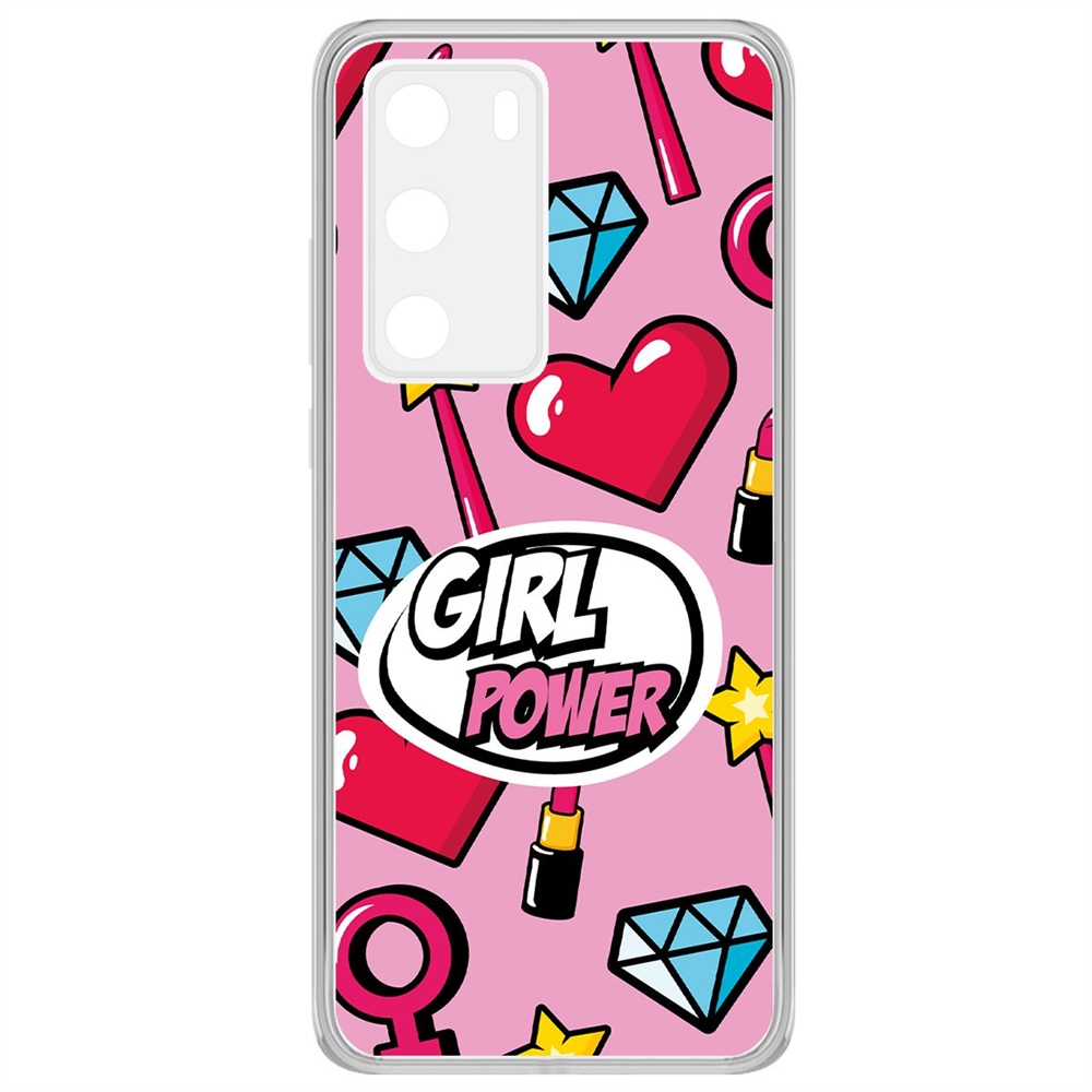 фото Чехол-накладка krutoff clear case girl power для huawei p40