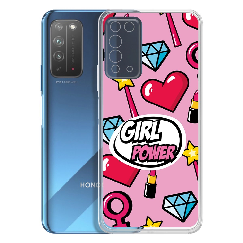 фото Чехол-накладка krutoff clear case girl power для honor x10