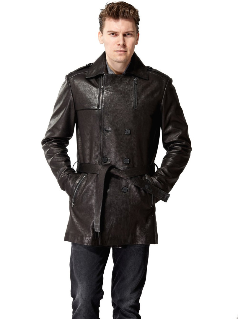 Кожаная куртка мужская Hodore H35-K507 коричневая 2XL (товары доставляются из-за рубежа)