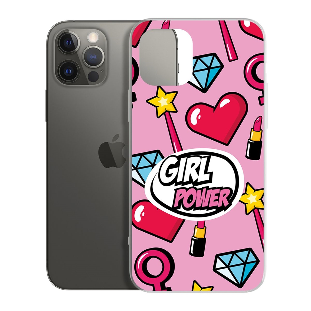 

Чехол-накладка Krutoff Clear Case Girl Power для iPhone 12/12 Pro, Разноцветный