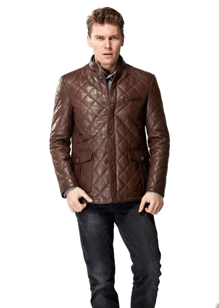 фото Кожаная куртка мужская hodore h35-8519k коричневая 3xl (товары доставляются из-за рубежа)