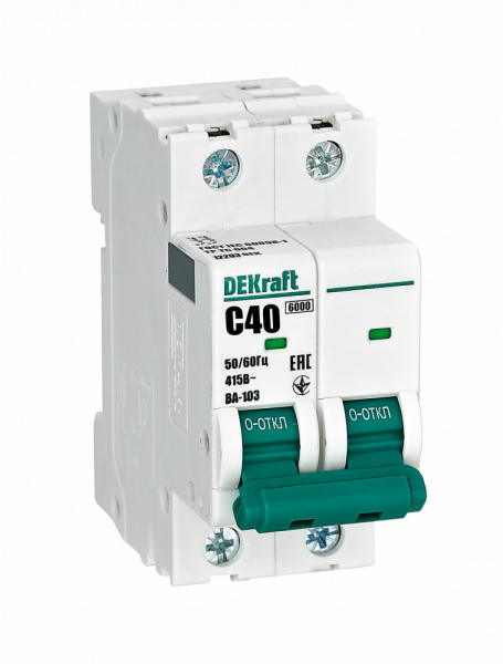 

DEKraft Автоматический выключатель 2Р 40А х-ка C ВА-103 6кА, DeKraft-4