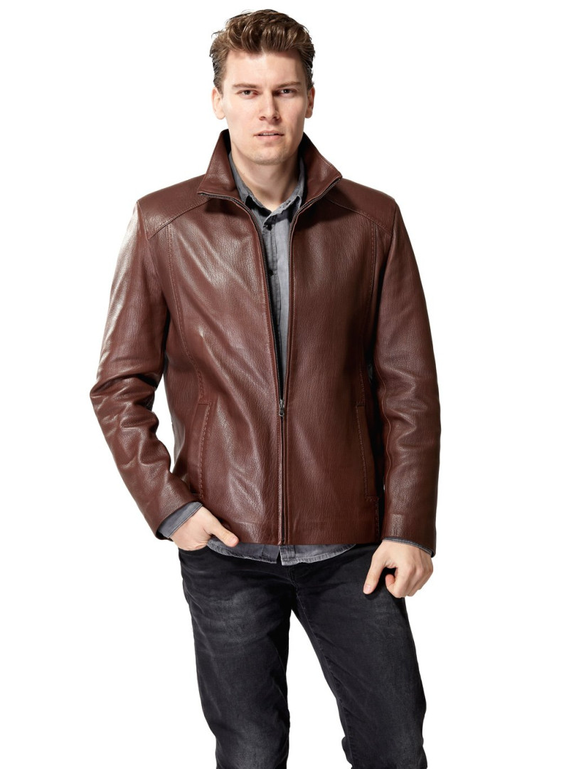 Кожаная куртка мужская Hodore H35-5024J коричневая 2XL (товары доставляются из-за рубежа)