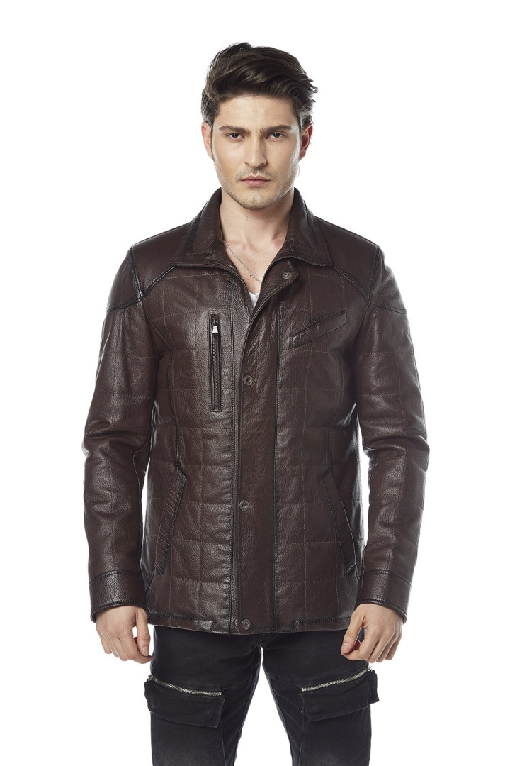 Кожаная куртка мужская Hodore H35-7102KA коричневая L (товары доставляются из-за рубежа)