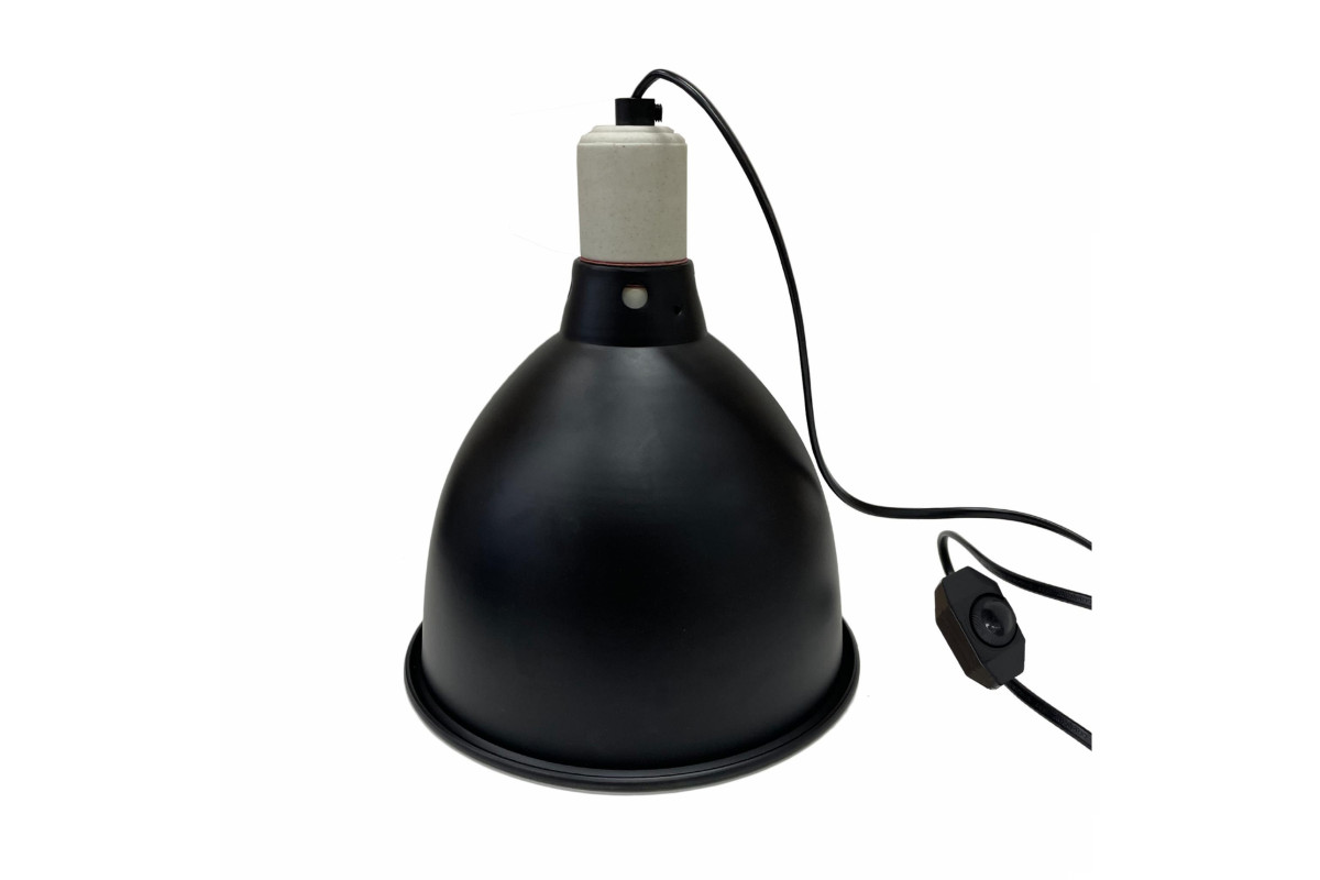 Защитный плафон для террариума под лампу нагрева с регулировкой яркости на проводе, чёрный