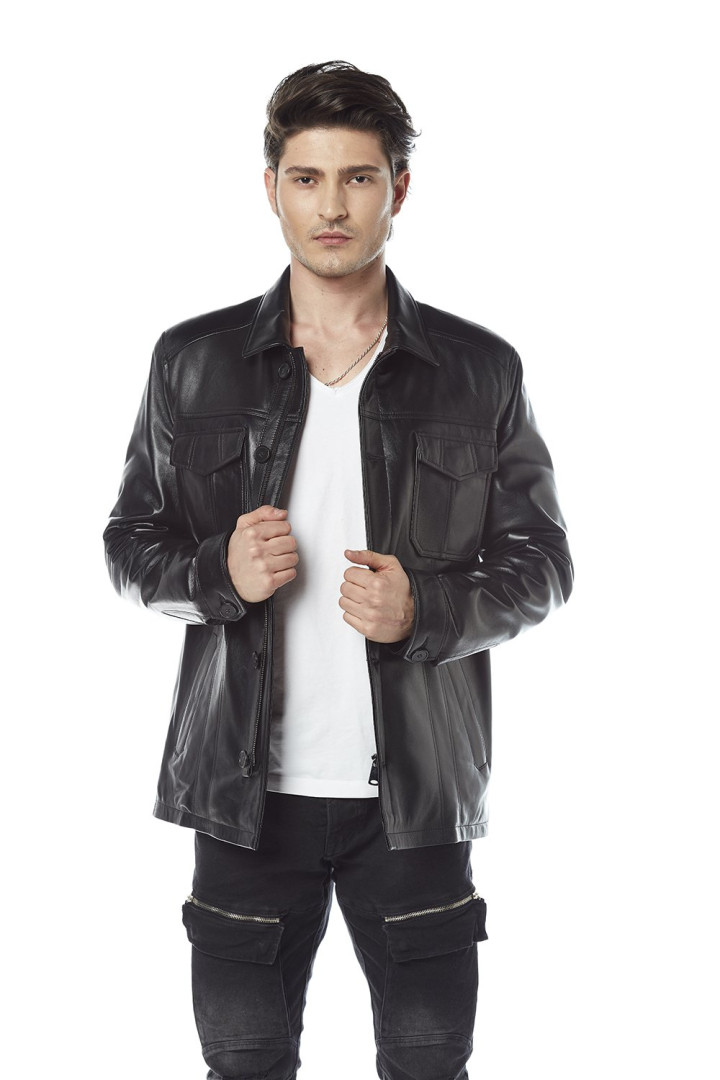 

Кожаная куртка мужская Hodore H35-2125 черная 2XL (товары доставляются из-за рубежа), Черный, H35-2125