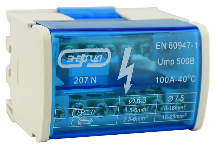 фото Шина нулевая в корпусе ttd 2х7n энергия (синяя)