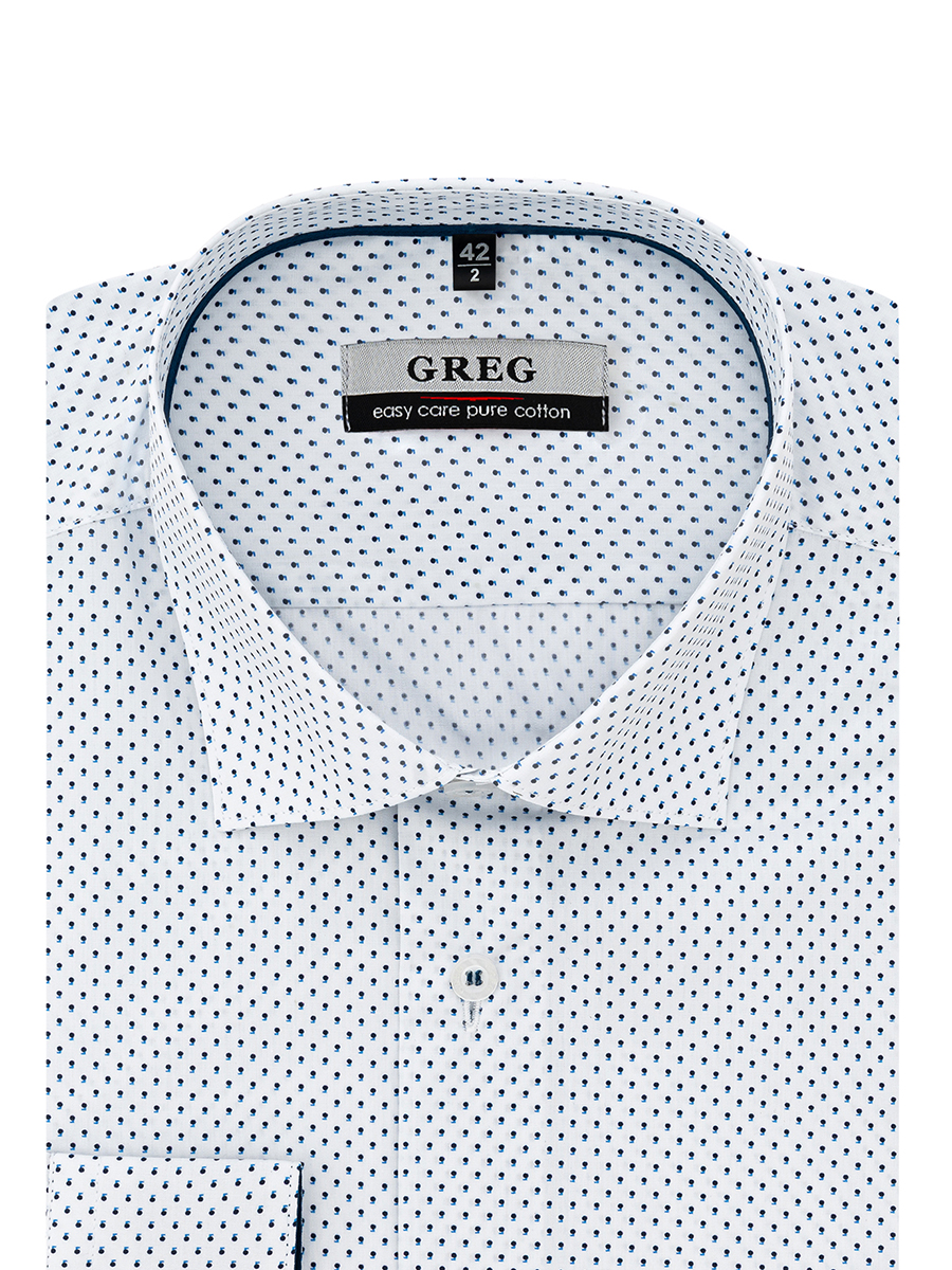 

Рубашка мужская Greg 01-00014363 белая 44, Синий, 01-00014363