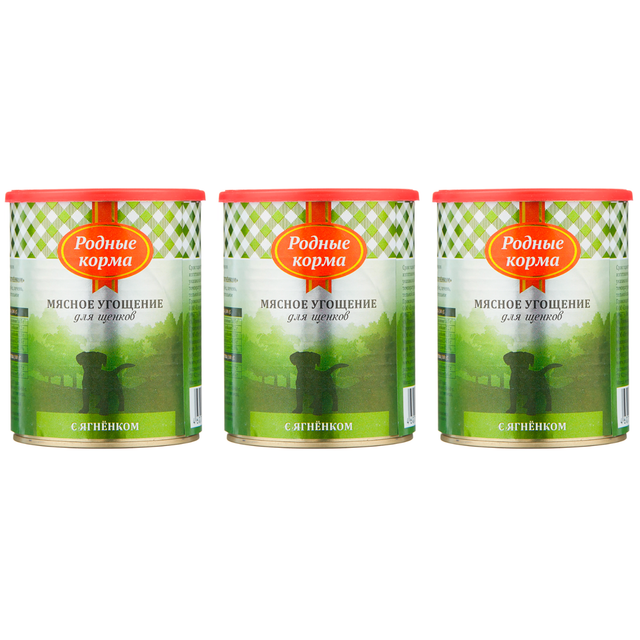 

Консервы для щенков Родные корма Мясное угощение с ягненком 3 шт по 340 г, мясное угощение