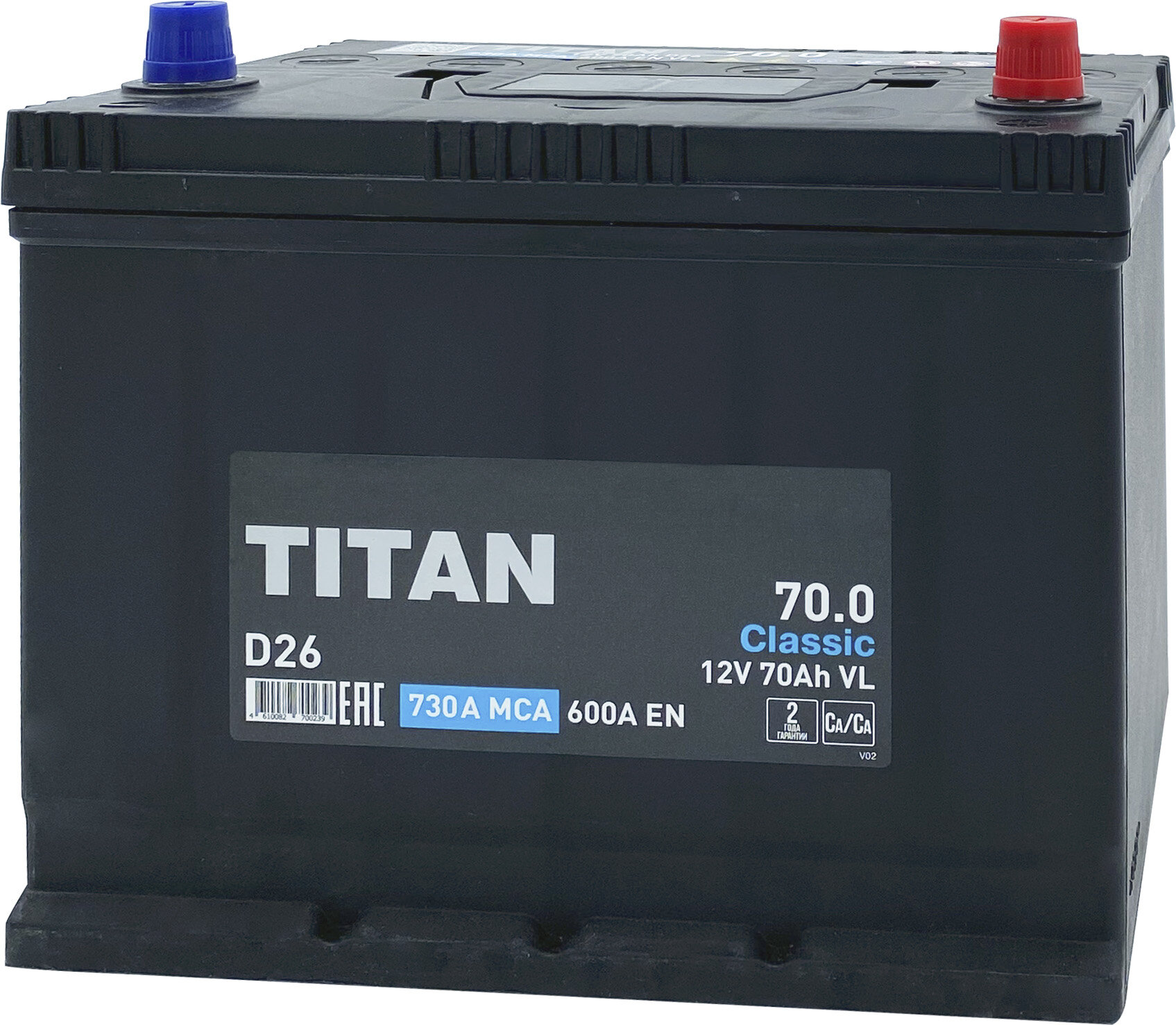 Аккумулятор TITAN Classic Asia D26 70 Ач 600 А обратная полярность