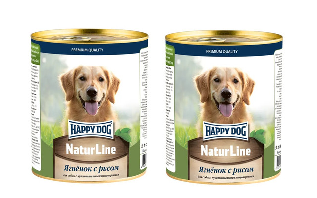 Консервы для собак Happy Dog телятина с рисом, 2 шт по 410 г