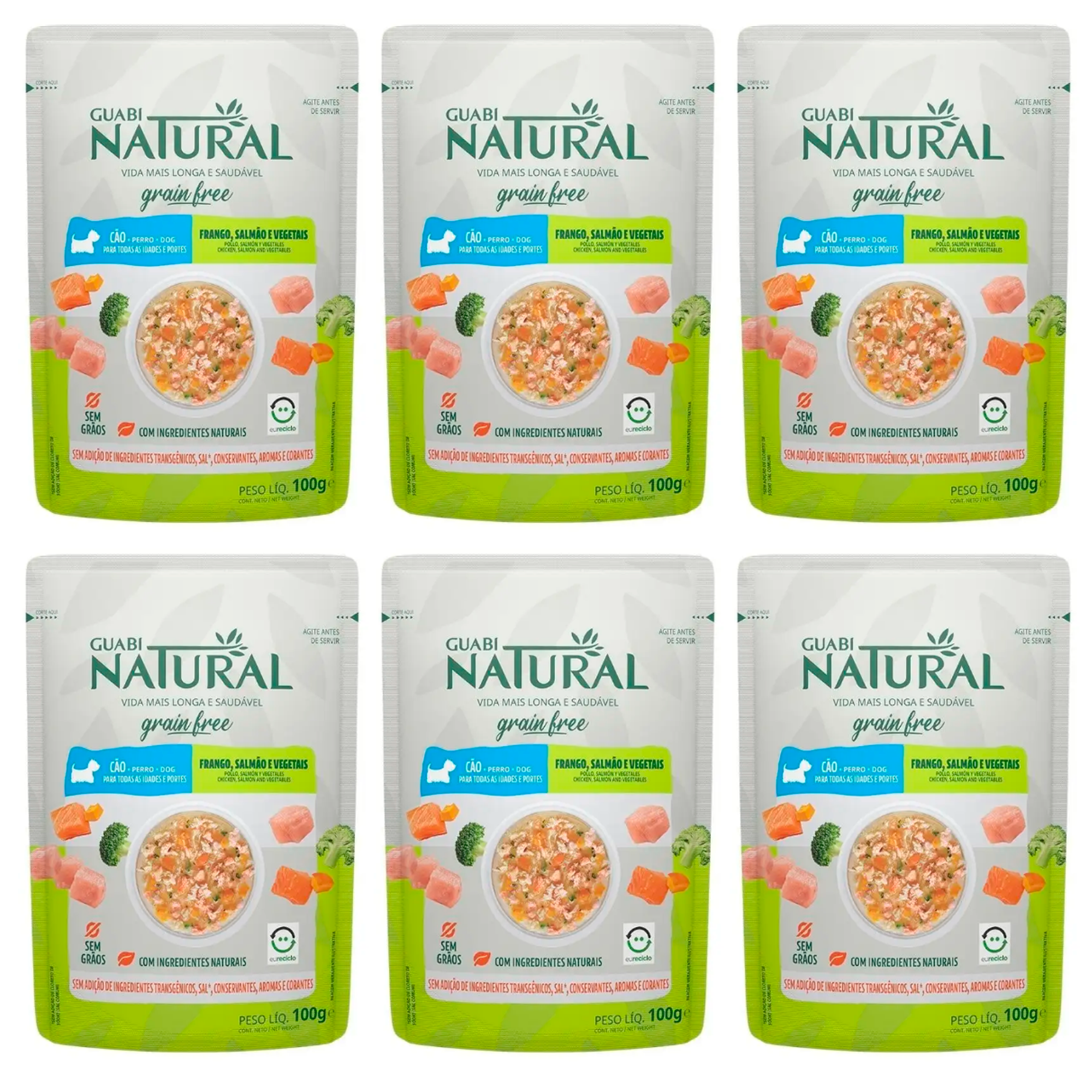 Влажный корм для собак Guabi Natural Dog Grain Free курица, лосось и овощи 6 шт по 100 г