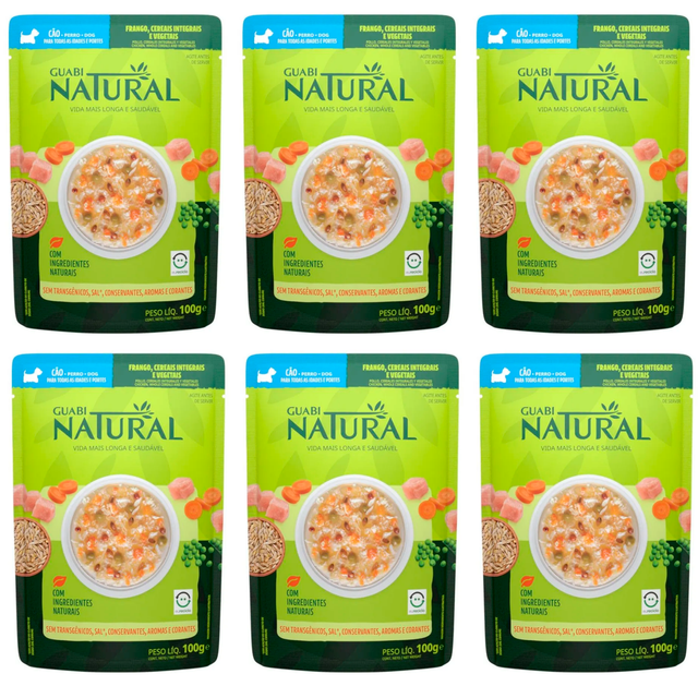 Влажный корм для собак Guabi Natural курица, цельнозерновые злаки и овощи, 6 шт по 100 г