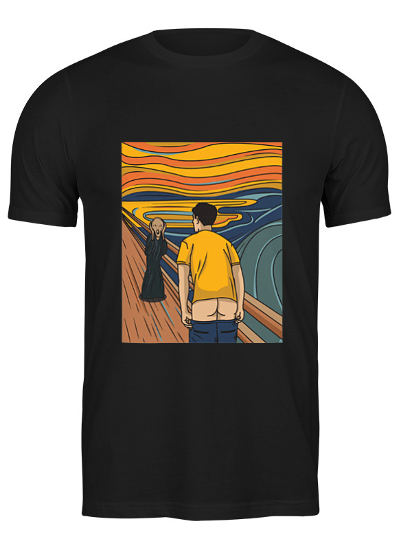 

Футболка мужская Printio Мунк крик пародия черная S, Черный, Мунк крик пародия