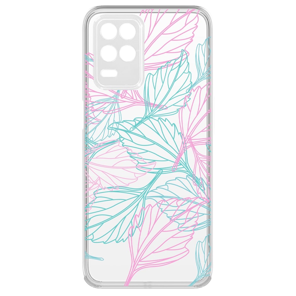 фото Чехол-накладка krutoff clear case листья паттерн для realme 8 5g