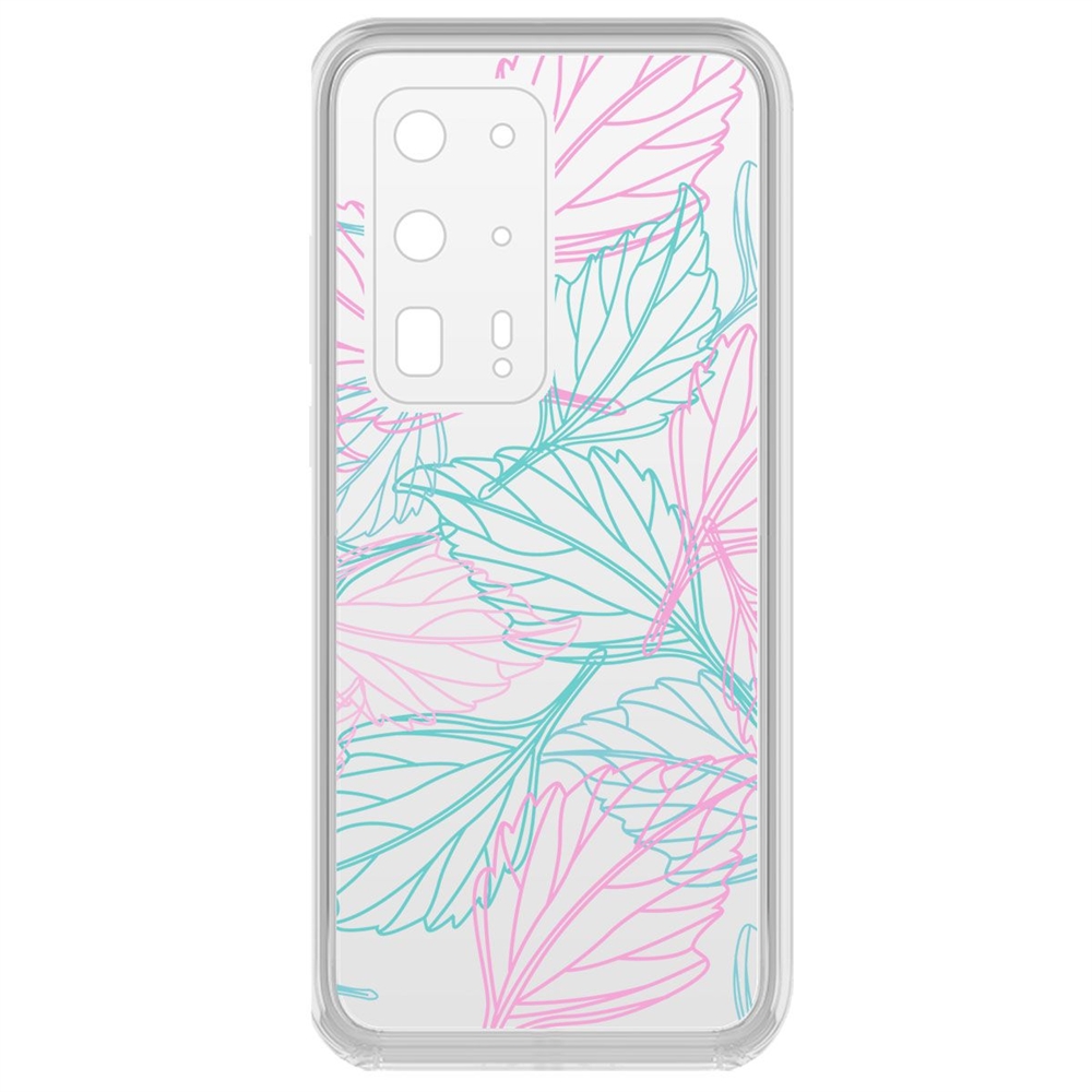 фото Чехол-накладка krutoff clear case листья паттерн для huawei p40 pro+