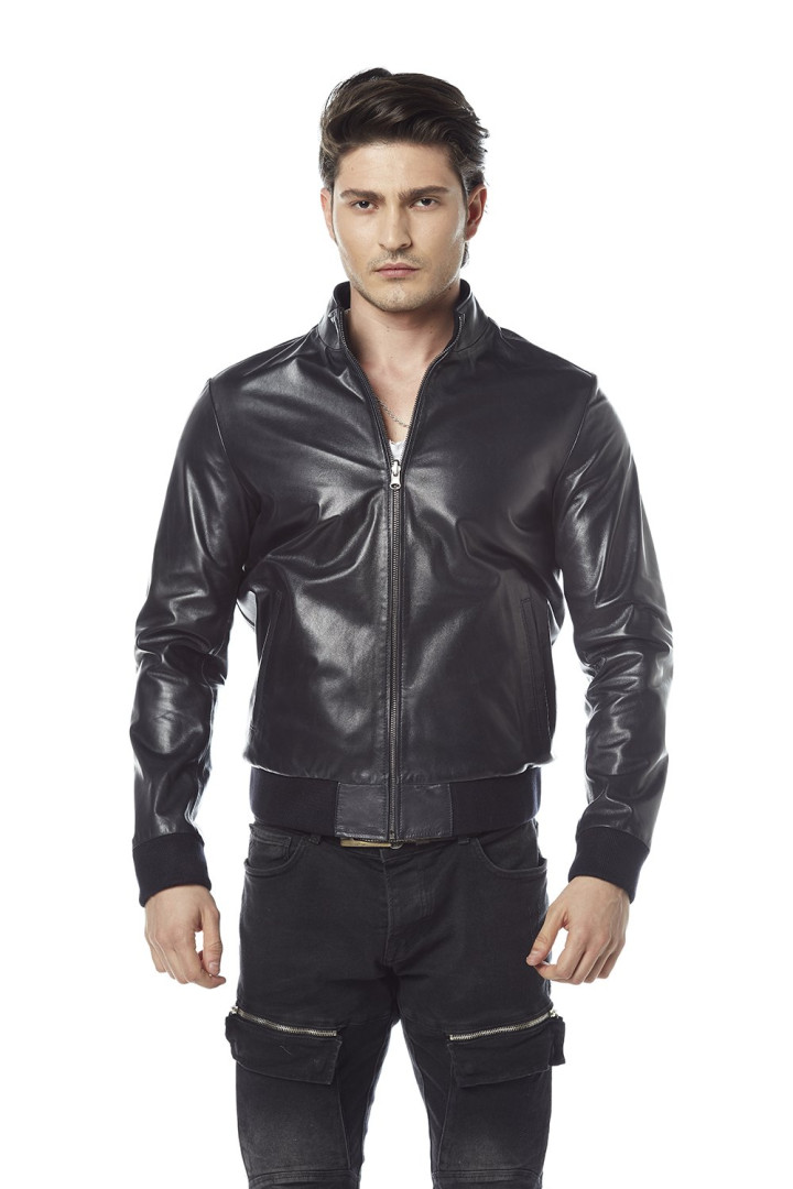 фото Кожаная куртка мужская hodore h35-1916 черная 3xl (товары доставляются из-за рубежа)